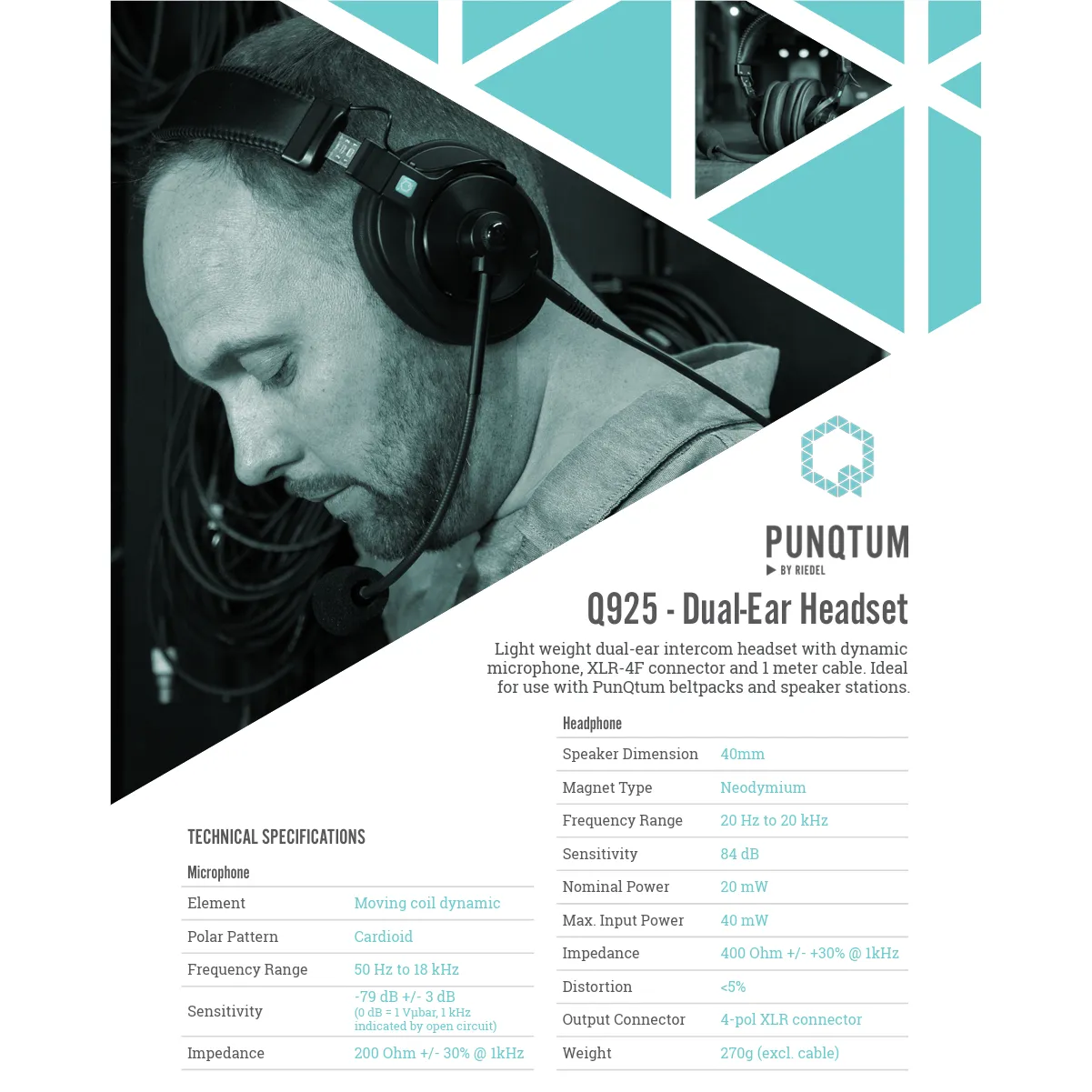 RIEDEL  Punqtum Q925 Dual Ear Headset